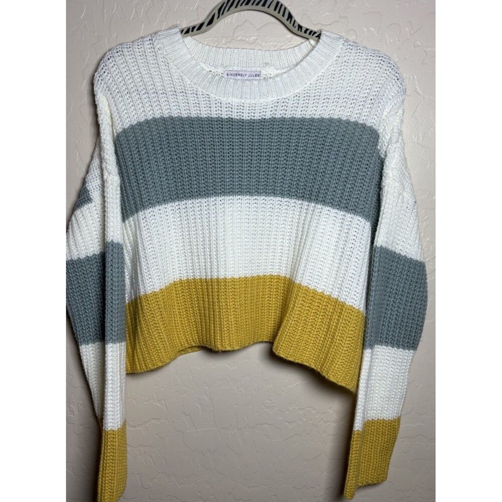 Sincerely Jules Womens Small Colorblock Cropped Sweater Chunky Knit
